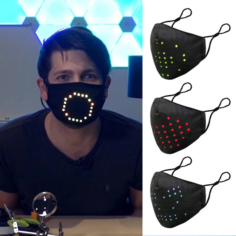 Sound Reactive LED Face Mask - Mouth moves as you talk!