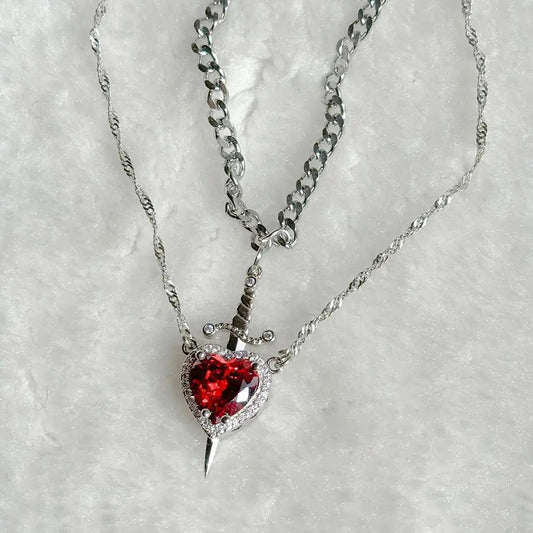 Trendy Heart and Sword Necklace Valentine's Day Gift