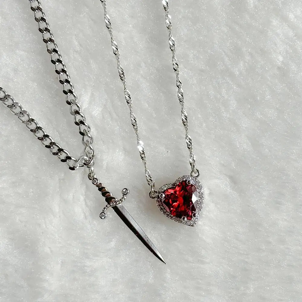 Trendy Heart and Sword Necklace Valentine's Day Gift