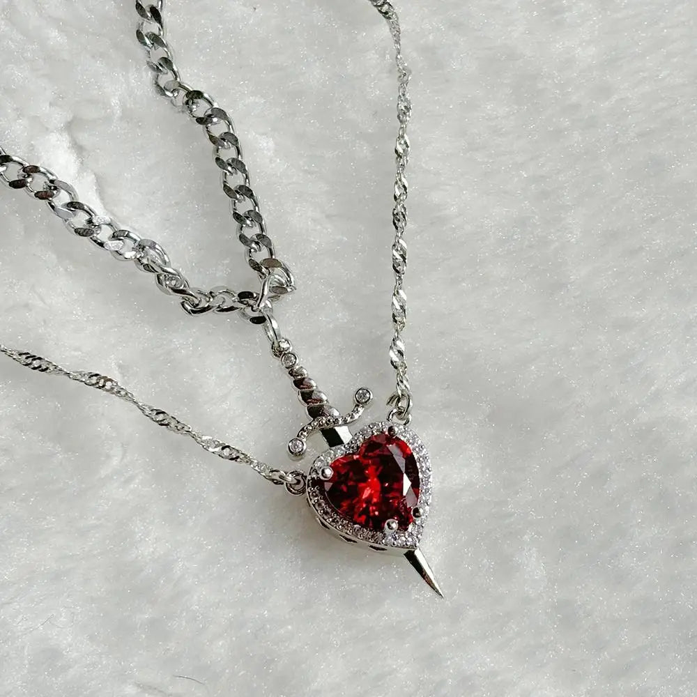 Trendy Heart and Sword Necklace Valentine's Day Gift