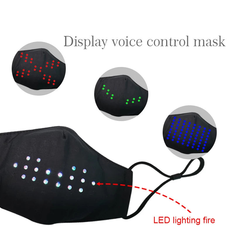 Sound Reactive LED Face Mask - Mouth moves as you talk!