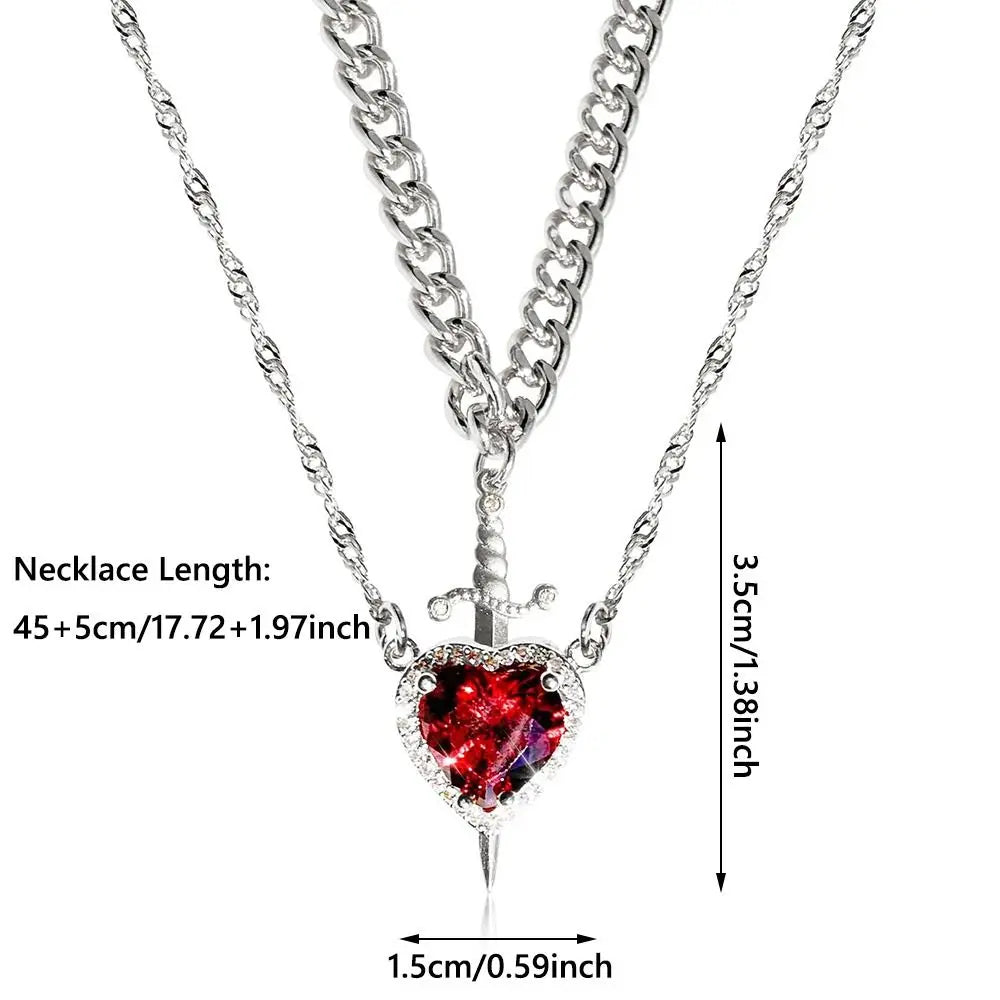 Trendy Heart and Sword Necklace Valentine's Day Gift