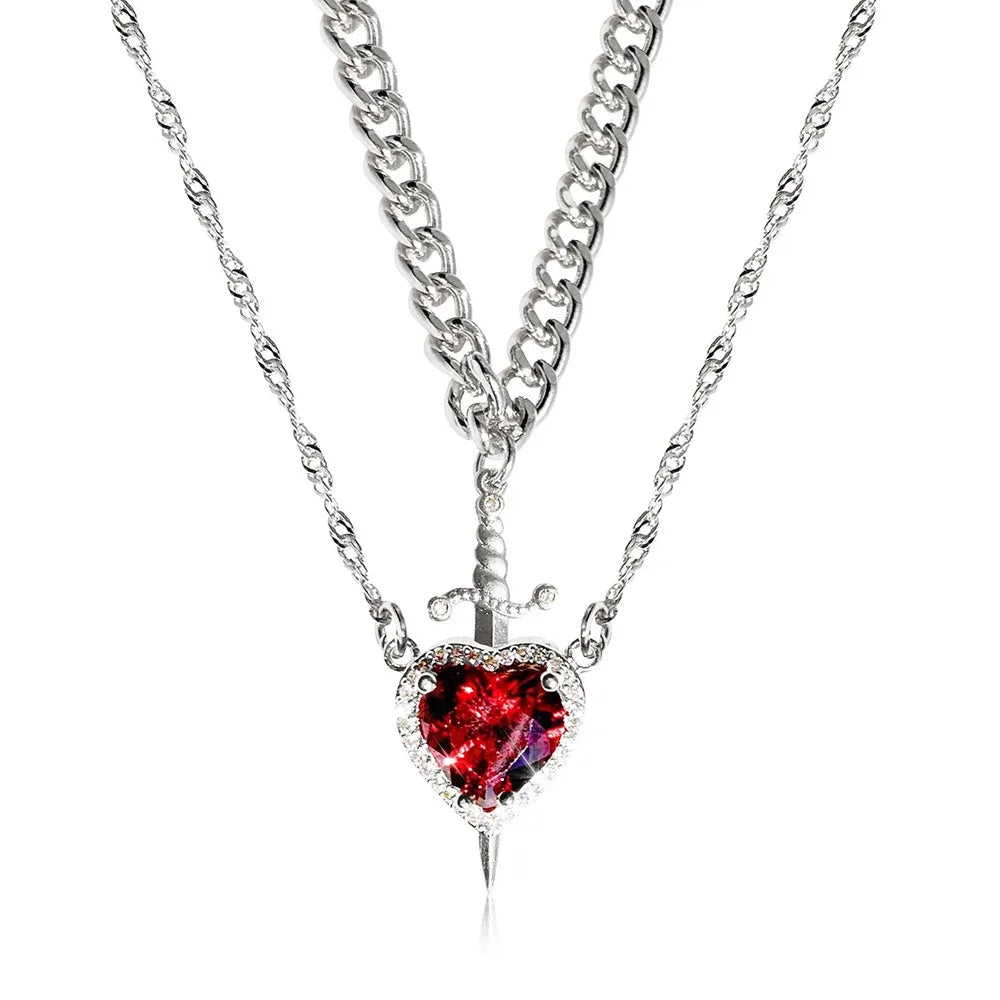 Trendy Heart and Sword Necklace Valentine's Day Gift